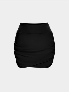Halara Black High Waisted Bodycon Ruched 2-in-1 Mini Skirt